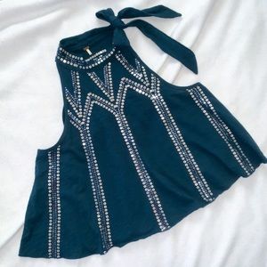 Free People Glitter City Tie Neck Tank